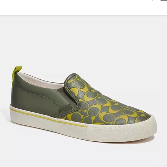 Coach Green and Yellow Slip-On Sneakers - Picture 2 of 5